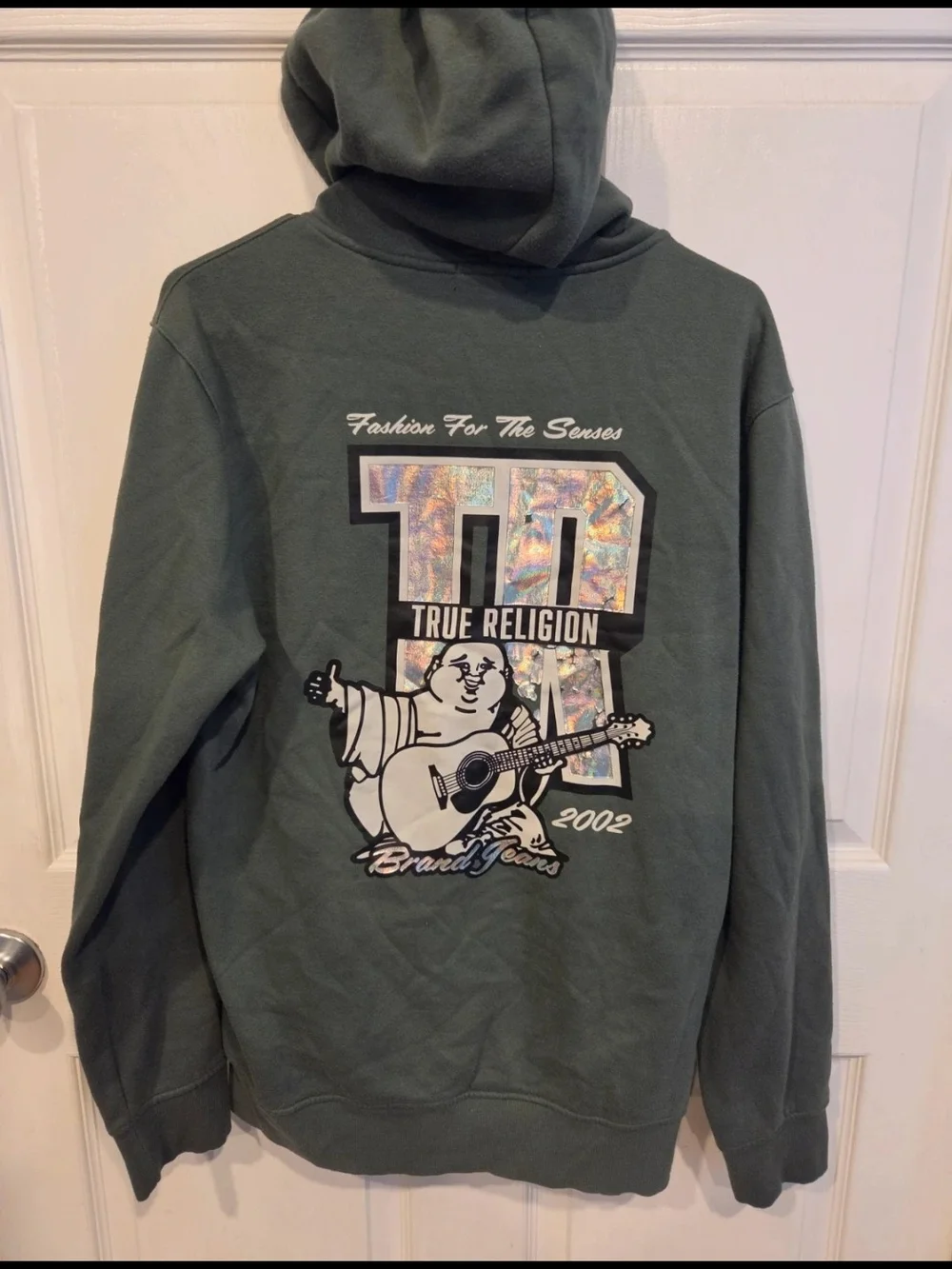 True Religion Olive Green Full-Zip Hooded Jacket with TR Patch
